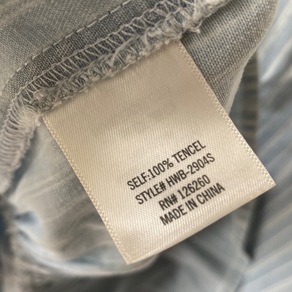 Blue Rain v neck Tied Sleeves cold shoulder pinstripe peplum Blouse, Size XS - Picture 6 of 11